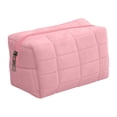 thumbnail image 1 of Matoen Canvas Cosmetic Pencil Case with Zipper, Multifunctional Large Capacity Stationery Pouch Cute Pen Bag for Student Adult, 7"x4"x4", Pink, 1PC, 1 of 3