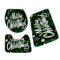 thumbnail image 1 of Hgallory Christmas Bath Mat Set of 3, Polyester Bathroom Mats Includes Bath Rug, U-Shape Toilet Floor Mat and Toilet Pad, Cartoon Decor, 16"x24" + 16"x18" + 15"x16", 1 Pack, Green, Rectangle, 1 of 7