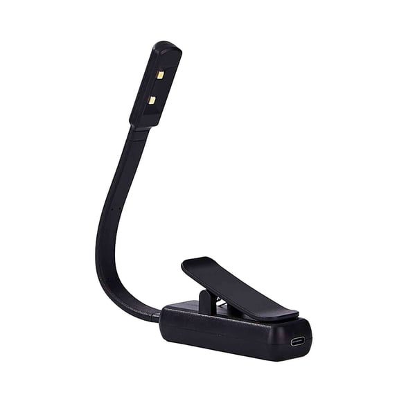 PureCasa Clip-on Book Light Eye Caring LED Reading Light for Reading in Bed, USB Rechargeable Book Lights with Bendable Gooseneck, Perfect Gifts for Kids Book Lovers, 1PC, Black