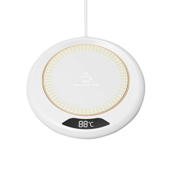 PureCasa Coffee Mug Cup Warmer for Home Office, USB Desk Electric Beverage Warmer for Tea Cocoa Water Milk, 3 Temperature Settings of 55/ 65/ 75℃ , 8h Auto Shut Off, 4.7"x4.7", 1PC, White