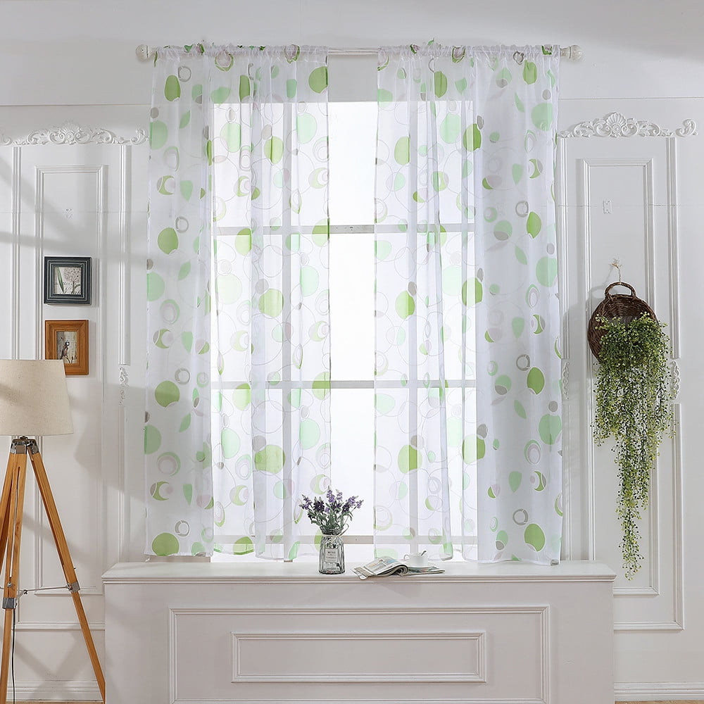 Rectangular Curtains PureCasa Colorful Printed and White Semi Sheer Window Curtain, Linen ...