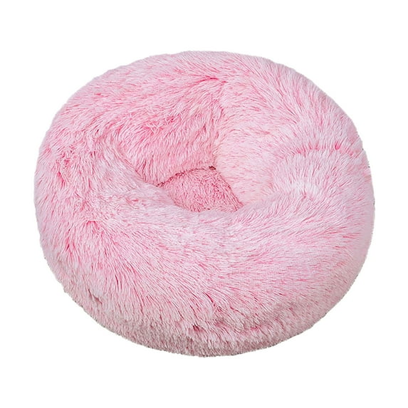 PureCasa Comfort Soft Dog Cat Bed for Fall Winter, Cloth Plush Resilient Fluffy Pet Bed Kennel, Gradient Cushion Sleeping Pad for Small Cats Dogs, Home Decor, Round, 1 Pack, XXL 35"x35"x8", Pink