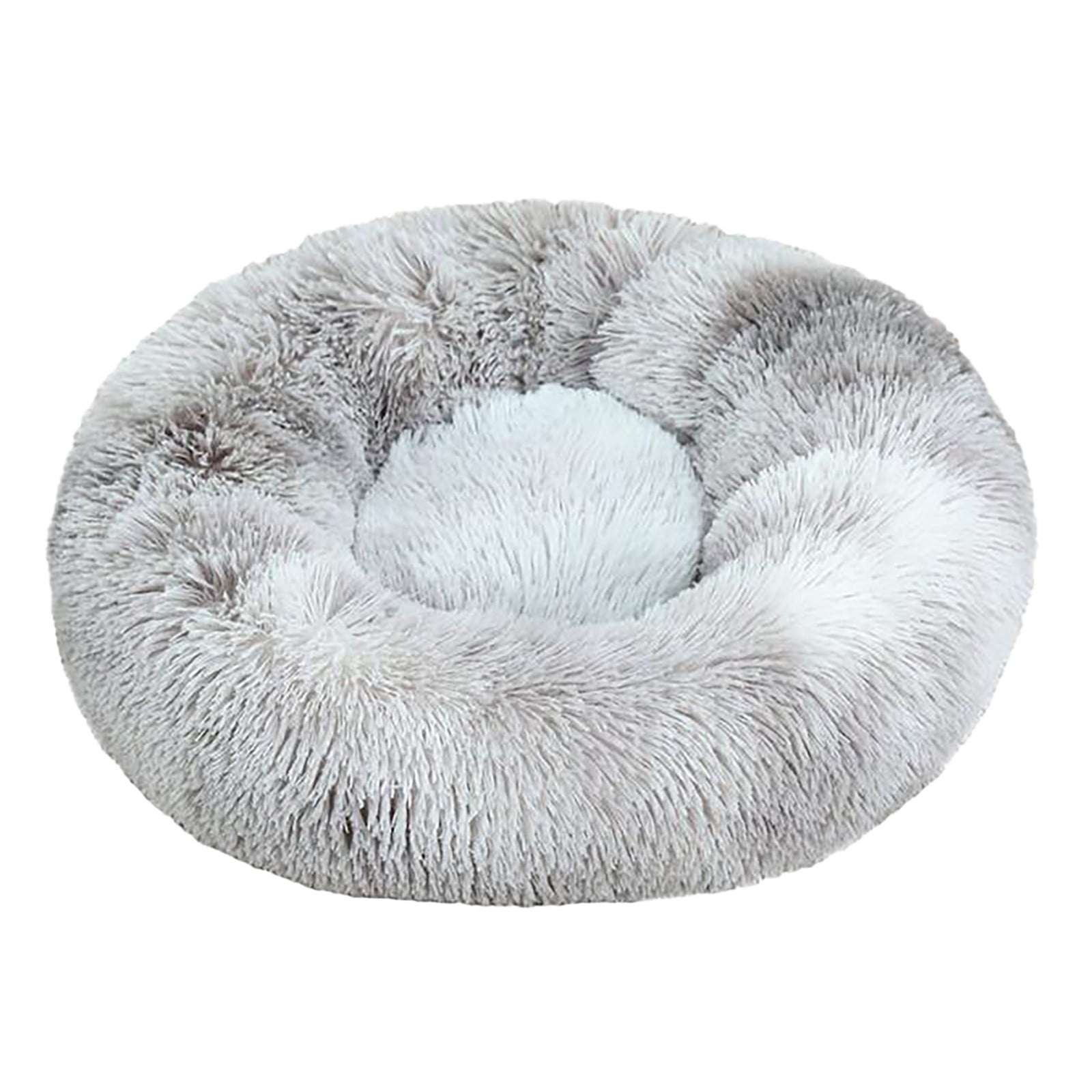 PureCasa Comfort Soft Dog Cat Bed for Fall Winter, Cloth Plush Resilient Fluffy Pet Bed Kennel, Gradient Cushion Sleeping Pad for Small Cats Dogs, Home Decor, Round, 1 Pack, S 20"x20"x8", Gray