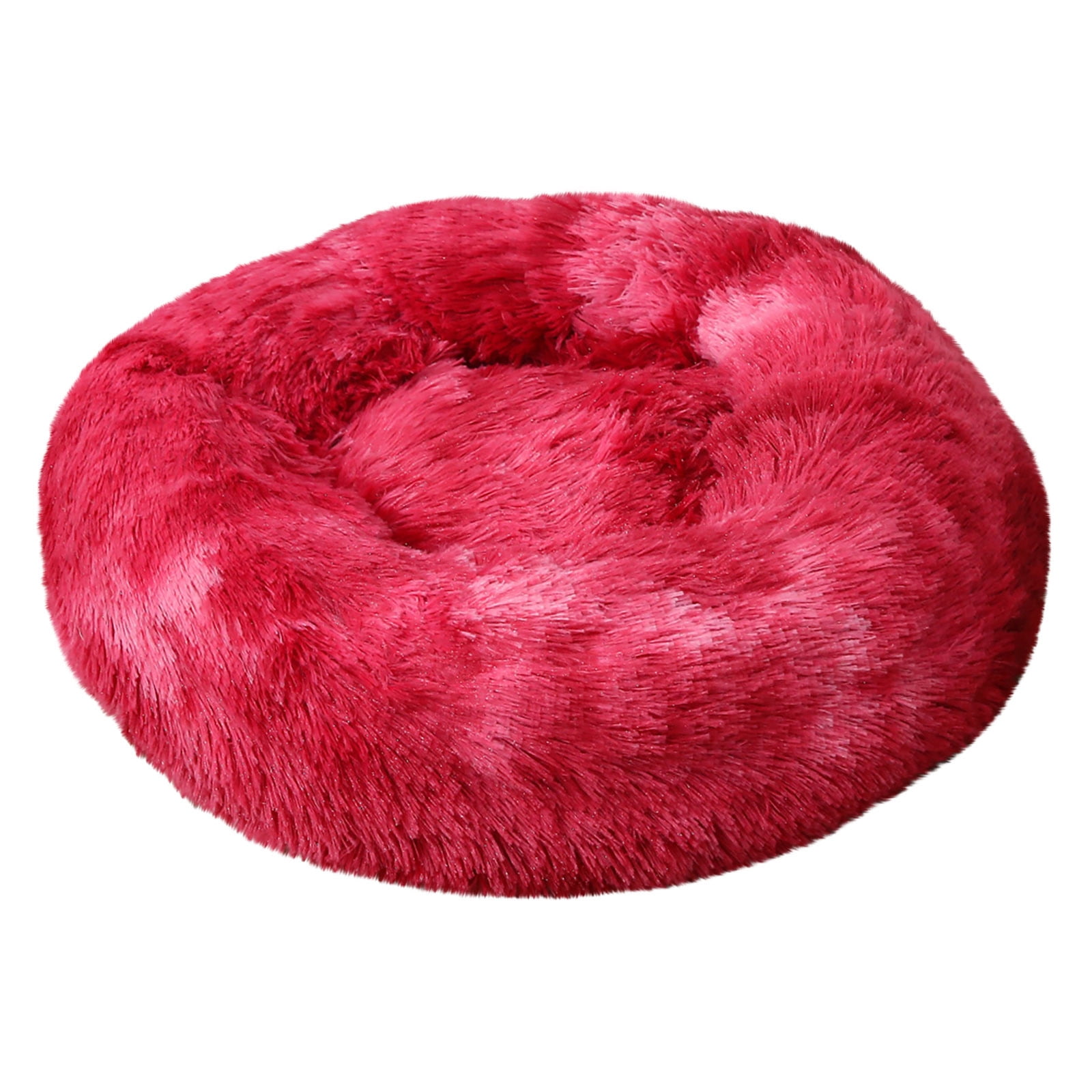PureCasa Comfort Soft Dog Cat Bed for Fall Winter, Cloth Plush Resilient Fluffy Pet Bed Kennel, Gradient Cushion Sleeping Pad for Small Cats Dogs, Home Decor, Round, 1 Pack, XS 16"x16"x8", Red