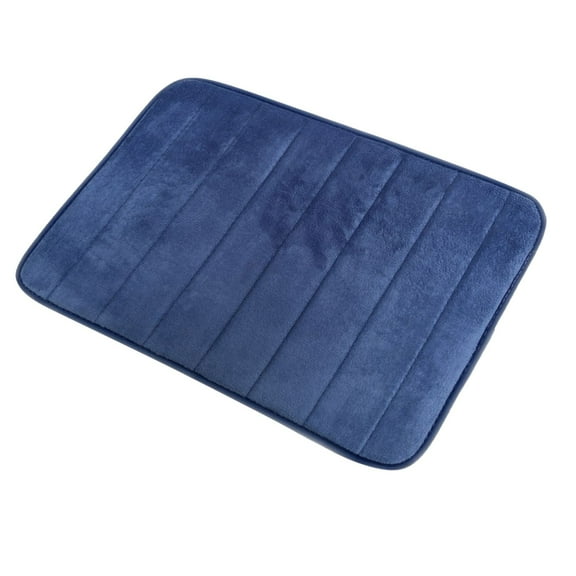 PureCasa Coral Velvet Bath Rugs Water Absorbing, Non-Slip Entrance Doormat Floor Mat for Bathroom Kitchen Toilet, Solid Color Modern Home Decor Door Mat, 20"x32", 1 Pack, Navy, Rectangle