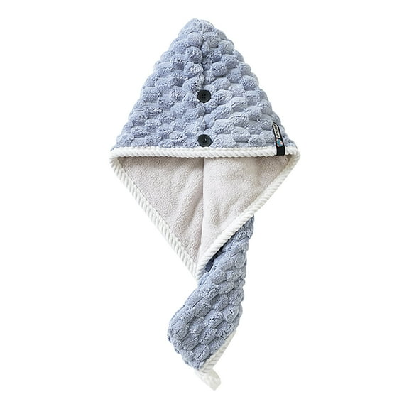 PureCasa Coral Velvet Quick-Drying Dry Hair Hat for Women Men, Fleece Microfiber Ultra Water Absorbent Head Wraps Shower Cap, Breathable Soft Hair Towel Caps for Bath Shower, 1PC, Blue