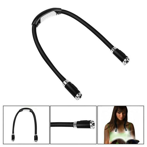 PureCasa Creative Bendable USB Rechargeable Neck Light, Portable LED Book Light for Reading, Camping, Knitting, Repairing, Night Running, Perfect for Book Lovers, 1PC, Black