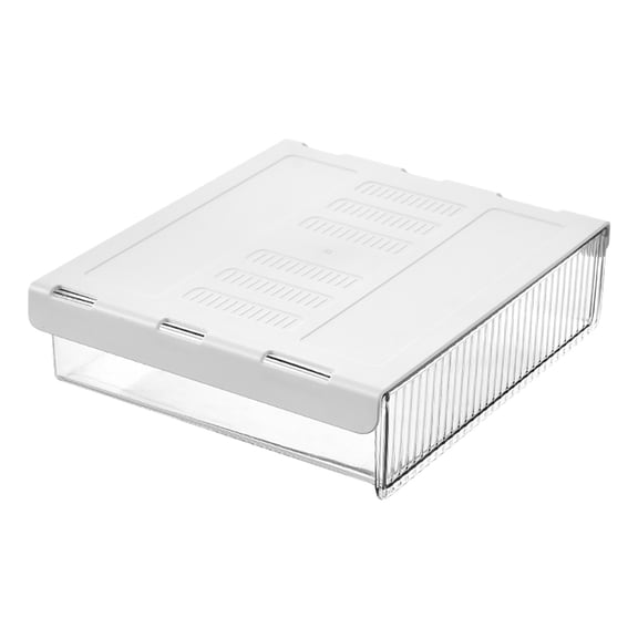 PureCasa Under Desk Drawer Slide Out Plastic Desktop Organizer for Stationery, Self-Adhesive Attachable Hidden Under Desk Storage Drawer for Office Home, 1 Pack, White, 8.3"x6.7"x2.2"