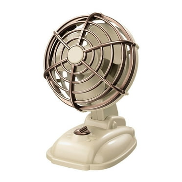 Hgallory Desk Fan Rechargeable, Strong Wind Retro Mini Fan Ultra Quiet Small Fans Foldable, Adjustable Battery Operated Personal Cooling Fans for Indoor Outdoor Home Office, 1 Pack, Beige