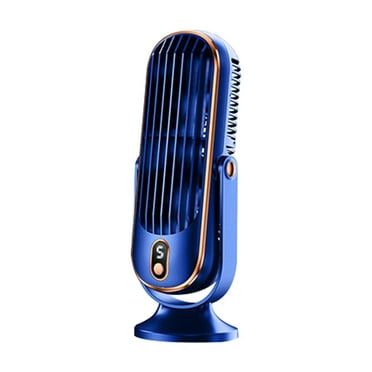 PureCasa Desktop Standing Mini Fan Rechargeable, Portable Desk Fan USB Cording Small Bladeless Fan, Battery Operated Desktop Personal Cooling Fans for Indoor Outdoor Home Office, 1 Pack, Blue