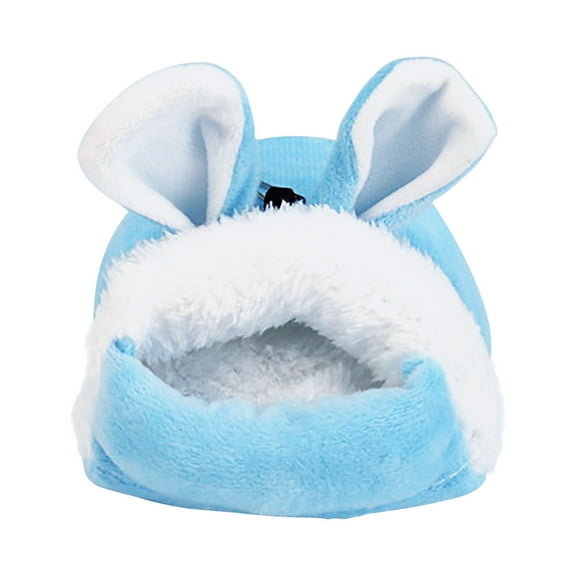 PureCasa Detachable Mini Hamster Nest for Autumn Winter, Thick Plush Cozy Bed Pet Warm House Cute Nest Cage for Small Animal Hamster Parrot Hedgehog Squirrel, 1 Pack, 4"x3.5"x2.4", Blue