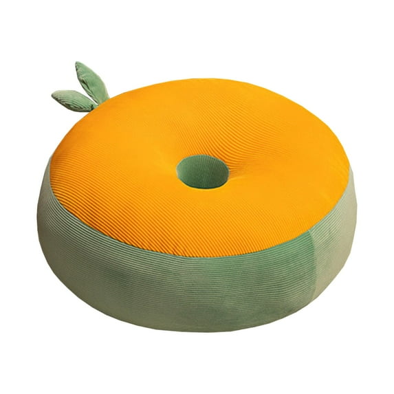 PureCasa Doughnut Shaped Thick Household Seat Cushion for Home Office, Cotton Portable Non-Slip Breathable Floor Cushions Chair Pads for Indoor Outdoor, Modern Decor, 15"x15"x1.2", 1PC, Orange