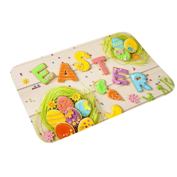 Hgallory Easter Decoration Floor Mats for Entrance, Indoor Outdoor Floral Polyester Floor Mats for Bathroom Kitchen Toilet, Cotton Non-Slip Doormat for Easter, 16"x24", 1 Pack, G, Rectangle