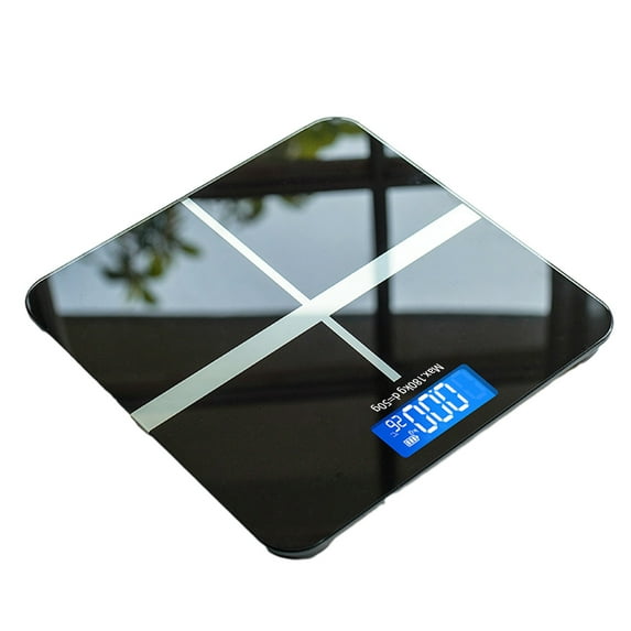 PureCasa Electronic Smart Scale with LED Display for Body Weight, Round Corner Design for Kids Adults Seniors, Accurate Digital Bathroom Scale USB Rechargeable, 10.2"x10.2"x1.2", 1PC, Black