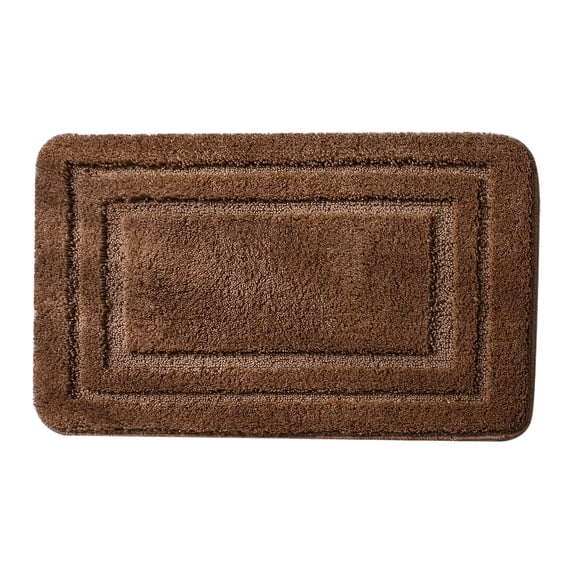 PureCasa Embossed Polyester Quick Dry Bath Rugs, Non-Slip Entrance Doormat Water Absorbing Floor Mats, Home Decor Door Mat for Bathroom Kitchen Toilet, 16"x24", 1 Pack, Chocolate, Rectangle