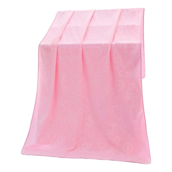 Hgallory Embossed Polyester Soft Hand Towels, Solid Color Coral Velvet Face Towel for Bathroom Kitchen, Home Supplies Soft Bath Towels for Men Women, 27.6"x55.1", Rectangle, 1PC, Pink