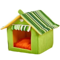 PureCasa Enclose Warm Dog Cat Bed House for Fall Winter, Plush Fluffy Cotton Pet Bed Kennel Cushion, Thermal Sleeping Pad for Small Cats Dogs, Modern Style Home Decor, 1 Pack, 14"x12", Green