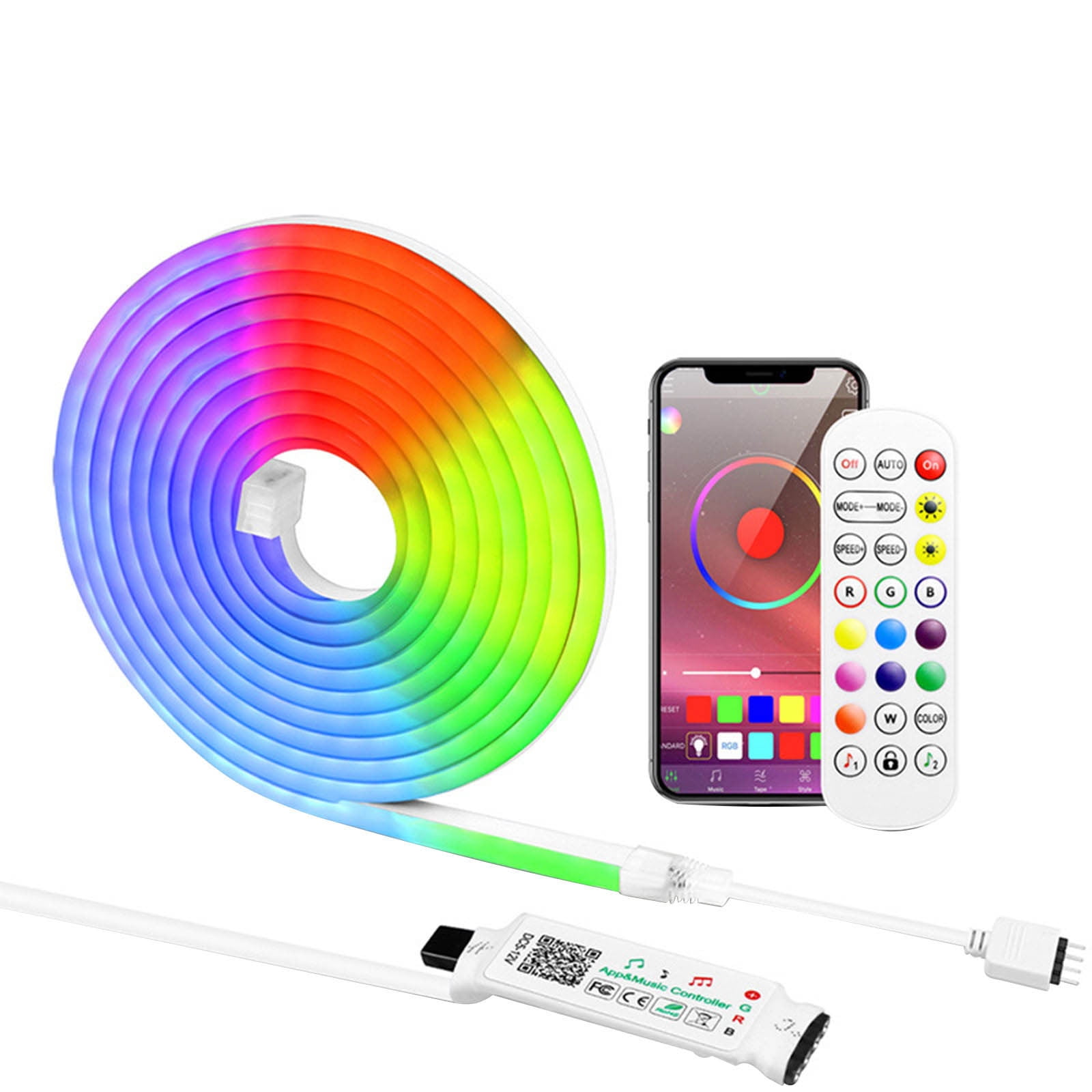 Hgallory Flexible RGB Neon Strip, 6.6Ft 216LED String Lights for ...