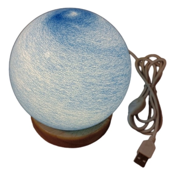 Hgallory Glass Planets LED Ball Night Lights, Desktop Ornament Plug-in Dimmable 3D Night Light for Bedroom, Modern Decor Nightlights Gift for Birthday Festival Holiday, 5.5"x5.5"x6", 1PC, A