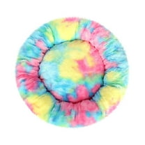 PureCasa Gradient Comfort Soft Dog Cat Bed for Fall Winter, Long Plush Resilient Fluffy Pet Bed Kennel Cushion Sleeping Pad for Small Cats Dogs, Modern Decor, Round, 1 Pack, 16"x16", Black