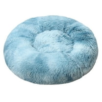 PureCasa Gradient Comfort Soft Dog Cat Bed for Fall Winter, Resilient Plush Fluffy Pet Bed Kennel, Modern Style Home Decor Cushion Sleeping Pad for Small Cats Dogs, Round, 1 Pack, L, Blue