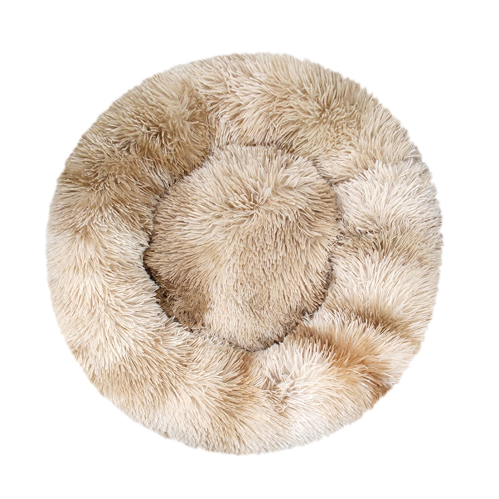 PureCasa Gradient Comfortable Soft Dog Cat Bed for Autumn Winter, Plush Resilient Fluffy Pet Bed Kennel Cushion Sleeping Pad for Small Cats Dogs, Modern Decor, Round, 1 Pack, 20"x20", Beige