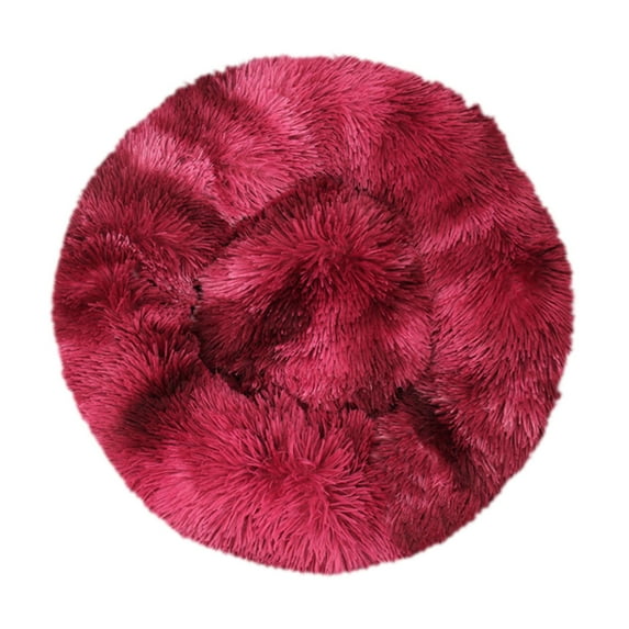 PureCasa Gradient Comfortable Soft Dog Cat Bed for Autumn Winter, Plush Resilient Fluffy Pet Bed Kennel Cushion Sleeping Pad for Small Cats Dogs, Modern Decor, Round, 1 Pack, 20"x20", Wine