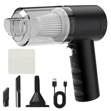 PureCasa Handheld Vacuum Cordless, Car Vacuum Portable Rechargeable Large Suction, 2-in-1 Buster & Blower Lightweight Vacuum Cleaner for Home Vihecle, with Cleaning Cloth, 1PC, Black, 12.6"x5.5"