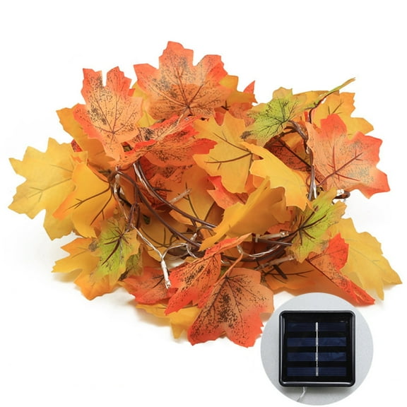 PureCasa Harvests Festival Thanksgiving LED Light String Pumpkin Maple Leaf Vines Light String Solar Outdoor Holiday Decorative Lights