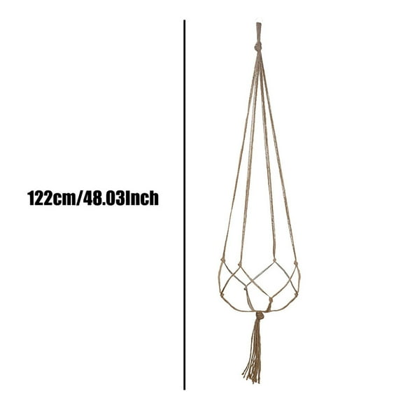 PureCasa Home & Garden Decor Cotton Plant Hanger Rope 1PC, 48" Macrame Hanging Basket Mesh Planter Flowerpot Holder, Boho Rustic Decoration for Indoor Outdoor Balcony Patio, Beige