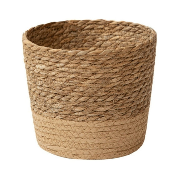 PureCasa Home & Garden Decor Grass Wicker Flower Basket Woven Plant Pots, Polyester Flowerpots for Indoor Outdoor Balcony Patio, Boho Rustic Household Decoration, 6.1"x6.1"x4.3", 1 Pack, Brown