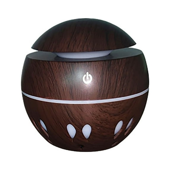 Hgallory Household Aroma Diffusers with Colorful Lights, 130ml Wood Grain Mini USB Desktop Aromatherapy Oil Diffuser, Quiet Portable Humidifiers for Bedroom Office, 1PC, Brown, 5"x5"x6"