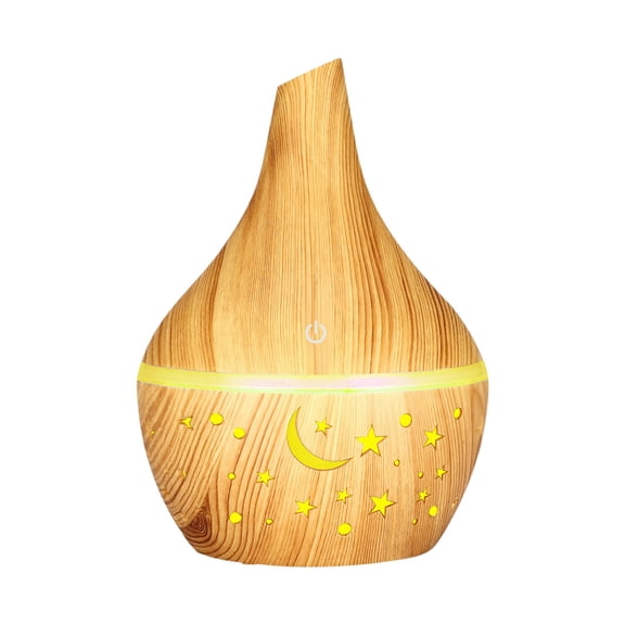 PureCasa Household Aroma Diffusers with Colorful Lights, 300ml Wood Grain Smart Mini USB Desktop Aromatherapy Oil Diffuser, Quiet Portable Humidifiers for Bedroom, 1PC, B, 4.3"x4.3"x5.7"