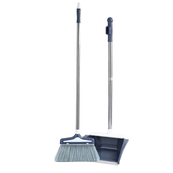 PureCasa Household Broom and Dustpan Set of 2 for Home Office, Broom with Dustpan Combo Set for Indoor Outdoor, Cleaning Supplies Foldable Rotating Extended Brooms, 1PC, Silver, 28.3"x10"x10"