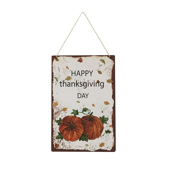 PureCasa Household Fall Wooden Hanging Door Sign Wall Decor, Thanksgiving Pumpkin Turkey Maple Leaf Scene Festival Listing, Welcome Home Decorations for Thanksgiving Holiday, 1PC, F, 8"x12"