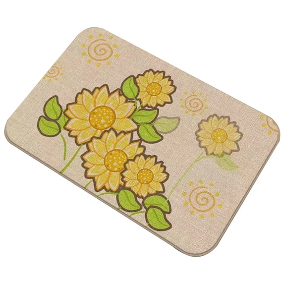 Hgallory Household Floor Mats for Bedroom Living Room, Flax Floral Non-Slip Floor Rugs for Entrance Sofa side, Flower Printed Home Decor Doormat Welcome Mats, 16"x24", 1 Pack, B, Rectangle