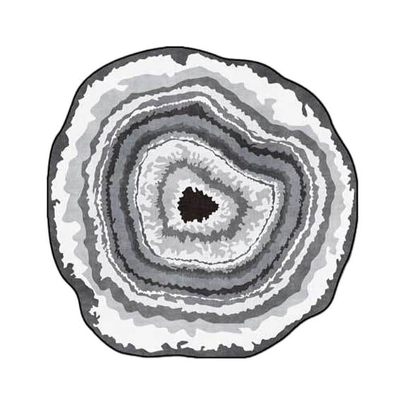 Hgallory Household Floor Mats for Bedroom Living Room, Polyester Non-Slip Floor Rugs for Entrance Sofa side, Annual Ring Pattern Home Decor Doormat Welcome Mats, 32"x32", 1 Pack, Gray, Round