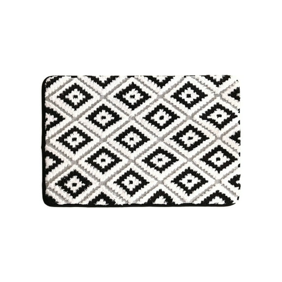 Hgallory Household Floor Mats for Bedroom Living Room, Polyester Non-Slip Floor Rugs for Entrance Sofa side, Geometric Pattern Home Decor Doormat Welcome Mats, 16"x24", 1 Pack, Black, Rectangle