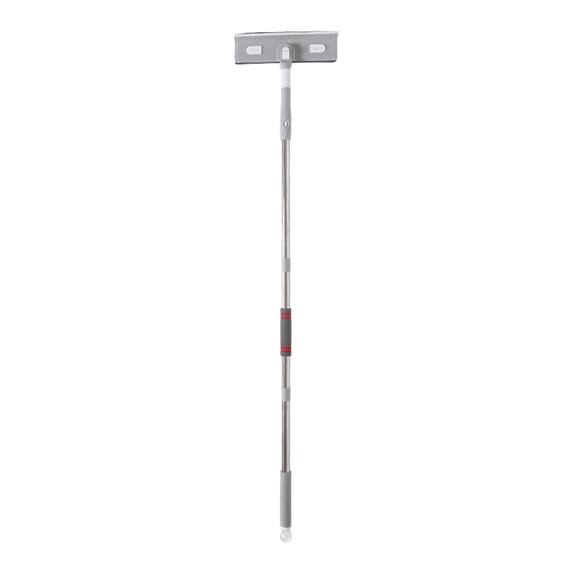 PureCasa Household Glass Scraper Scalable Squeegee 3-in-1 Cleaning Tool for Indoor Outdoor Window, Retractable Long Handle, Double-Sided Rubber Blade, Washing Sponge, 1PC, Gray, 56.7"x11"