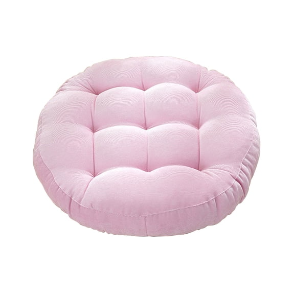 Hgallory Household Seat Cushion for Home Office, Solid Color Cotton Quilted Round Chair Cushions Breathable Chair Pads, Modern Style Home Decor Non-Slip Floor Cushion, 16"x16", 1PC, Pink