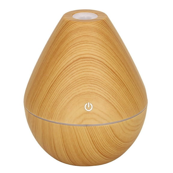 PureCasa Household Small Humidifier USB Charging, Wood Grain Humidifiers for Bedroom with 7-Color Atmosphere LED Lights, 130ml Spray Aroma Oil Mist Diffuser, 1PC, Khaki, 4.7"x4.7"x4"