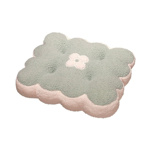 PureCasa Household Thick Non-Slip Seat Cushion for Home Office, Cotton Quilted Square Chair Floor Cushions Indoor Outdoor, Modern Decor Solid Color Breathable Chair Pads, 12"x12"x1.2", 1PC, Green