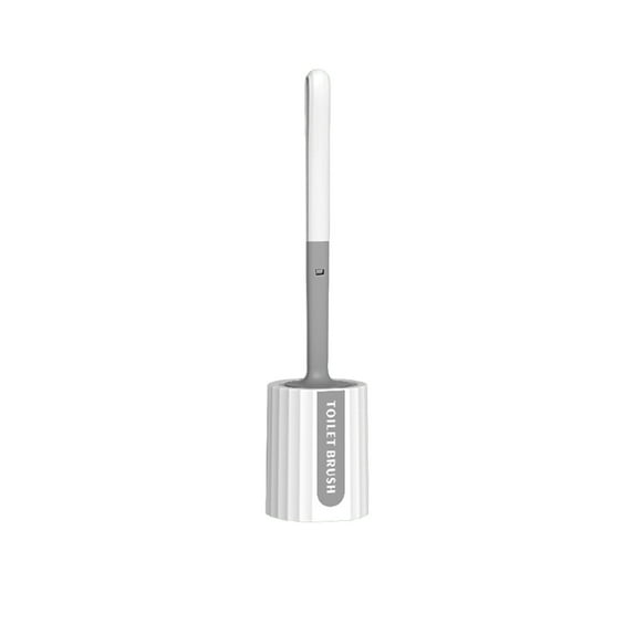 PureCasa Household Toilet Brush and Holder Set for Bathroom, Toilet Brush Cleaner with Base, Ergonomic Long Handle & Soft Bristle, Plastic Compact Cleaning Tools, 1PC, White, 16"x3.6"x3.6"