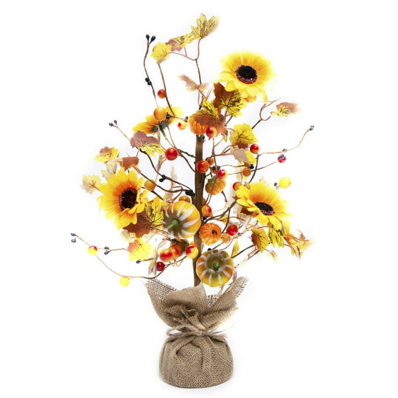 Hgallory LED Tree Lights for Christmas Thanksgiving, IP42 Waterproof Plastic Glows Landscapes Tree LED Night Light, Gift for Holiday , 2 x AA Battery (Without), Sunflower Yellow, 1PC, D, 18"x12"