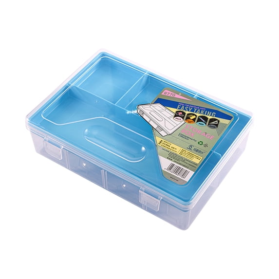 PureCasa Large Capacity Double Layer Transparent Pencil Box, Multifunctional Stationery Storage Box Plastic Pen Case, 1 Pack, Blue, 9"x6.3"x2.5"