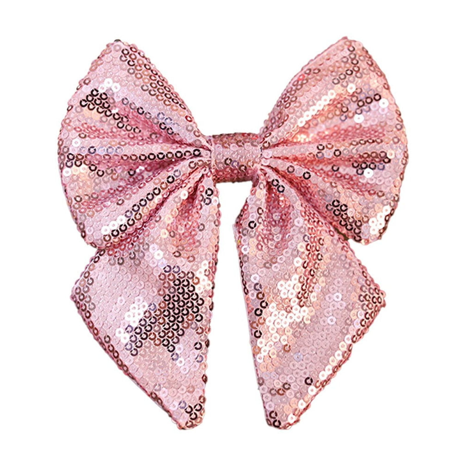 PureCasa Large Pink Bow Christmas Tree Topper Glitter Sequin Bow Tie ...