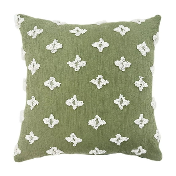 Hgallory Leaf Grass Pattern Cotton Throw Pillows for Bed Sofa Couch, Velvet Decorative Throw Pillows Household Square Cushion for Indoor Outdoor, Modern Style Home Decor, 18"x18", 1PC, Green