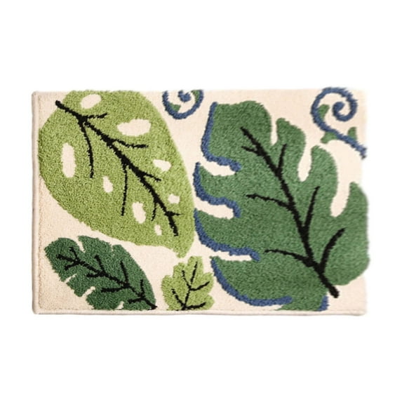 Hgallory Leaf Printed Household Floor Mats for Bedroom Living Room, Polyester Non-Slip Floor Rugs for Entrance Sofa side, Fresh Home Decor Doormat Welcome Mats, 16"x24", 1 Pack, D, Rectangle