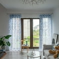 thumbnail image 1 of PureCasa Leaves and Birds Printed Semi Sheer Curtains for Bedroom Balcony, Voile Window Treatment Window Curtain for Living Room, 1 Panel, Rectangle, 40"x80", Blue, 1 of 9