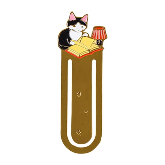 PureCasa Lovely Animal Metal Bookmarks Creative Book Accessories, Reading Supplies Cute Gift for Students Reading Lovers, 2.8"x1.2", 1PC, Table Lamp & Cat